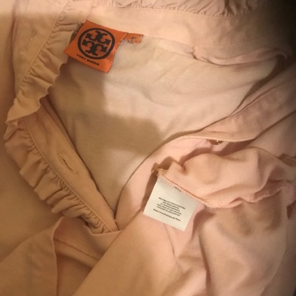 TORY BURCH pink Lidia ruffle polo short sleeves XS - Picture 6 of 7